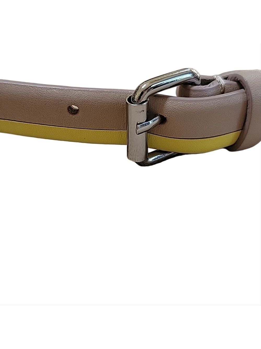 Ann Taylor Two Toned Yellow Tan Women's Skinny Belt Size Medium EUC - Picture 1 of 10